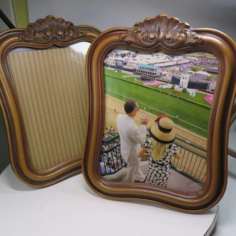 Victorian Style (2) Frames Warm Brown w dimension Glass insert